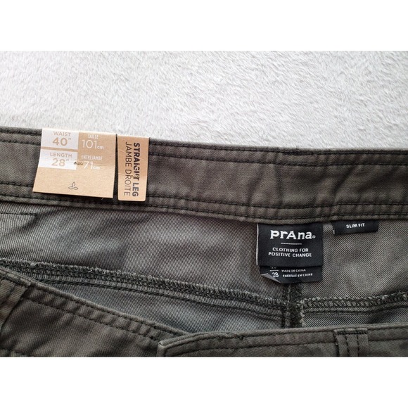 prAna Bridger Jeans Men Size 40 Gray Denim Flat Front Slim Fit Straight Leg Logo - Picture 8 of 9